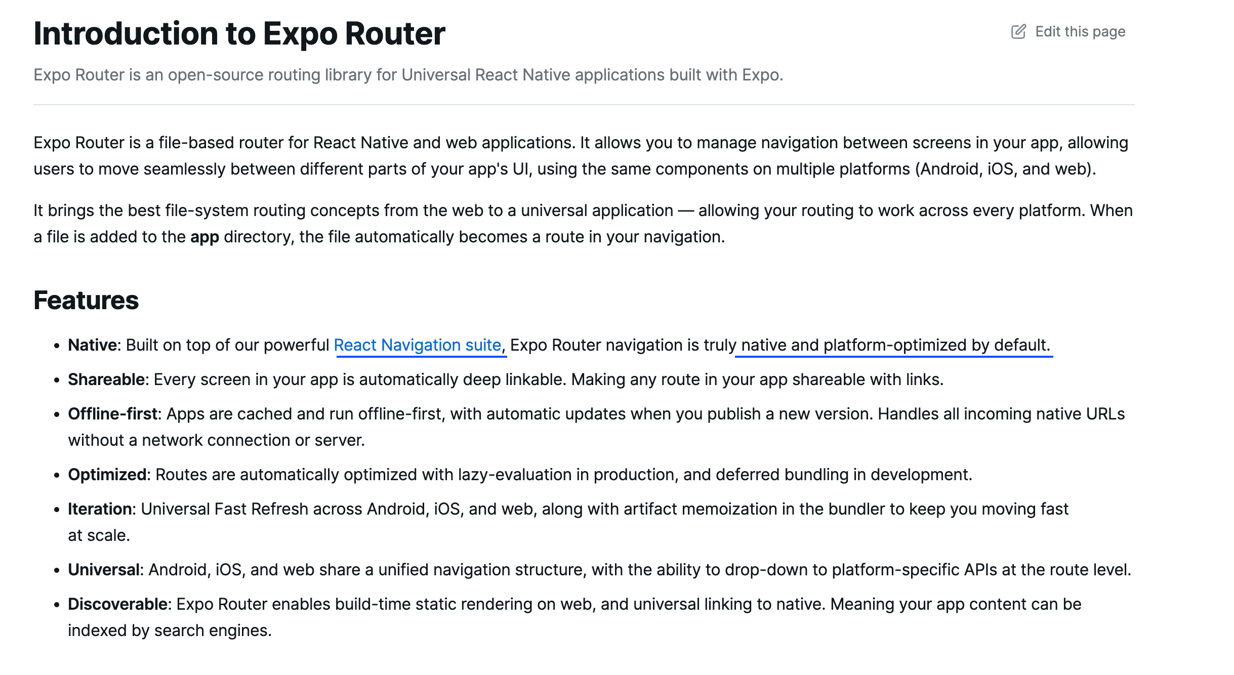 expo-router 인트로 섹션